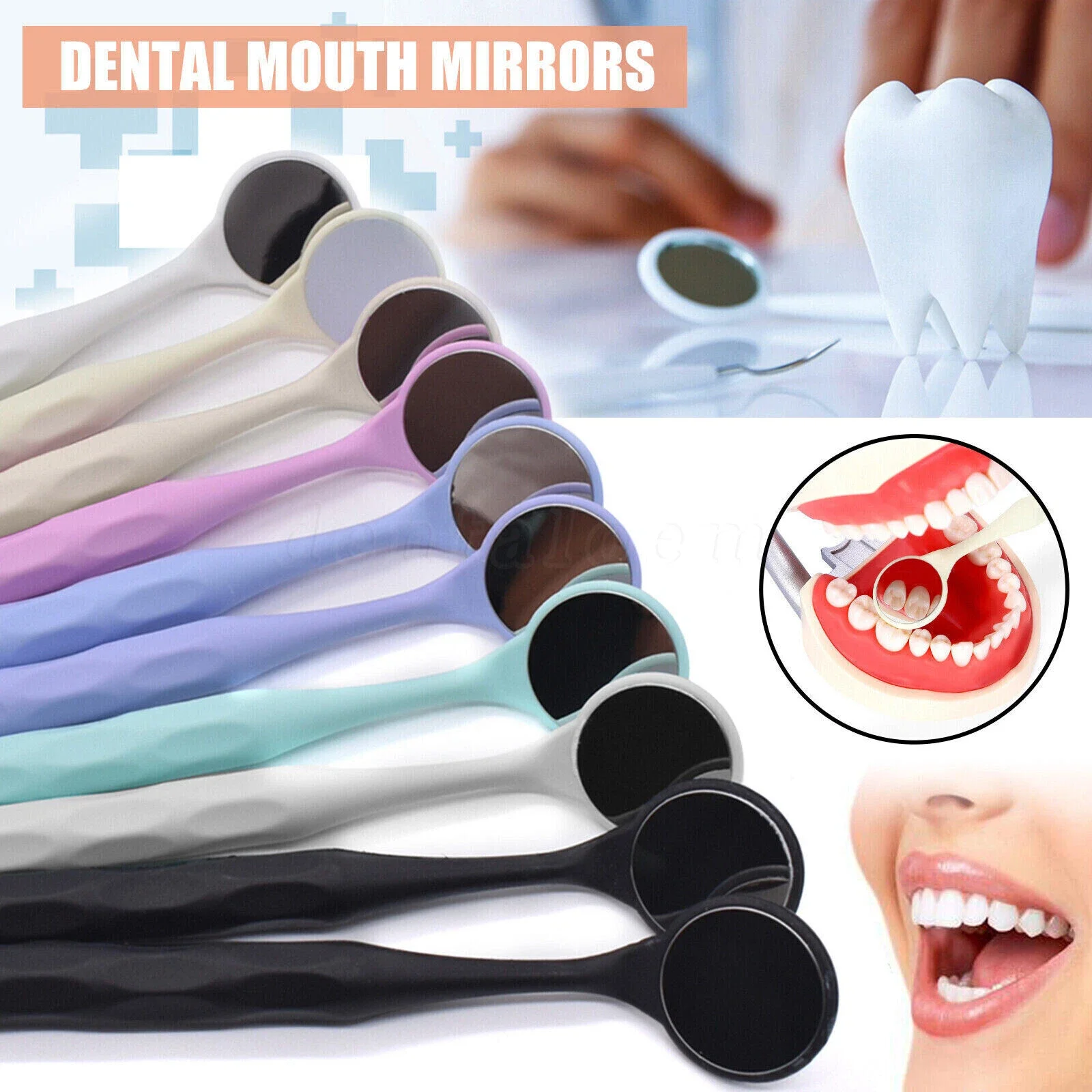 

10PCS/1Box DENTAL Rhodium Double Mouth Mirrors 10 ASSORTMENT Odontoscope Front Surface Anti-fog
