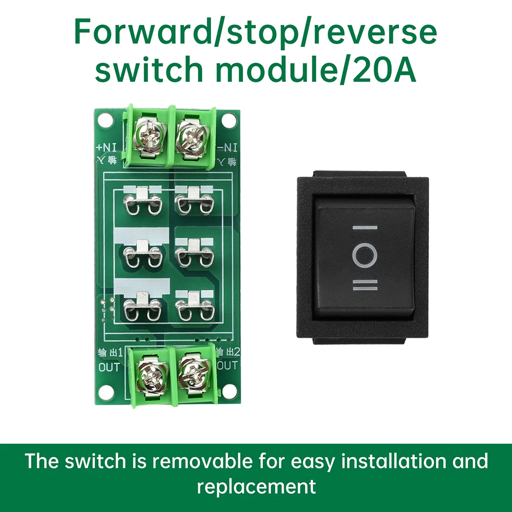 3-Position Motor Switch Module 0-120V DC Motor Controller 0-20A Motor Forward/Reverse/Stop Switch for Industrial/DIY Wholesale