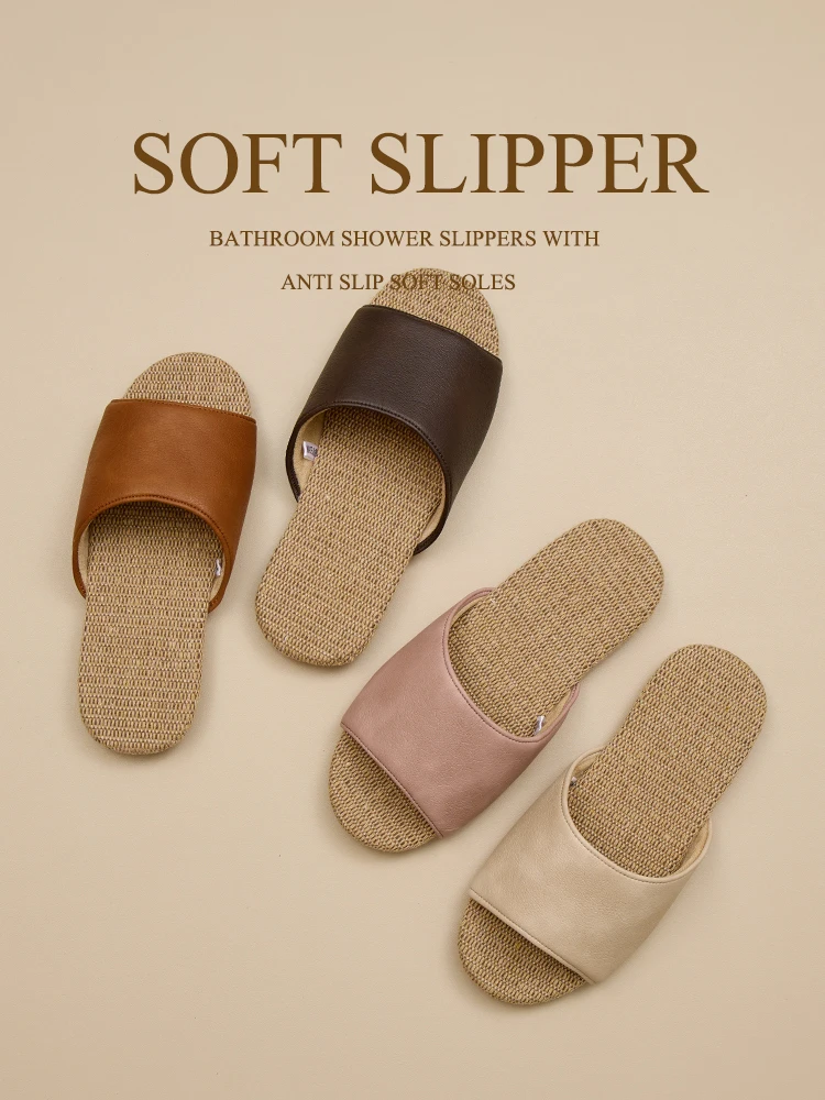 

High-End Linen Slippers Unisex Breathable Absorbent Office Home Use Summer Anti-Odor Men's Women's Indoor Slippers