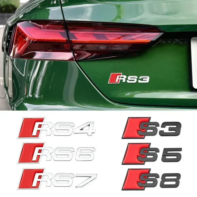 1 قطعة ثلاثية الأبعاد ABS شعار السيارة لأودي RS S3 S4 S5 S6 S7 S8 A3 A4 A5 A6 A7 A8 Q3 Q5 Q7 TT الخلفي الجذع الجسم شعار شارة ملصقات