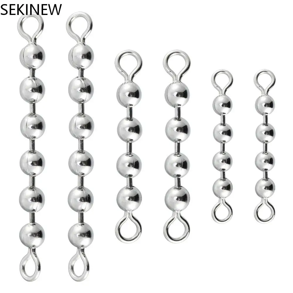 

5Pcs Fishing Bead Chain Swivel Stainless Steel Catfish Swivels Trolling Rig Catfish Rig Saltwater Rolling Solid Ring Connector