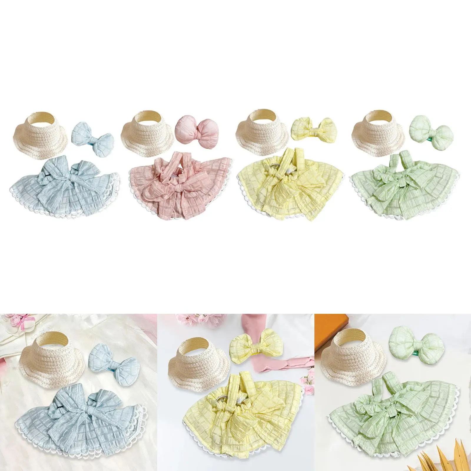 Robe de poupée avec chapeau, 3 pièces, épingle à cheveux avec nœud pour poupées de 15 à 17cm, cadeaux d'halloween