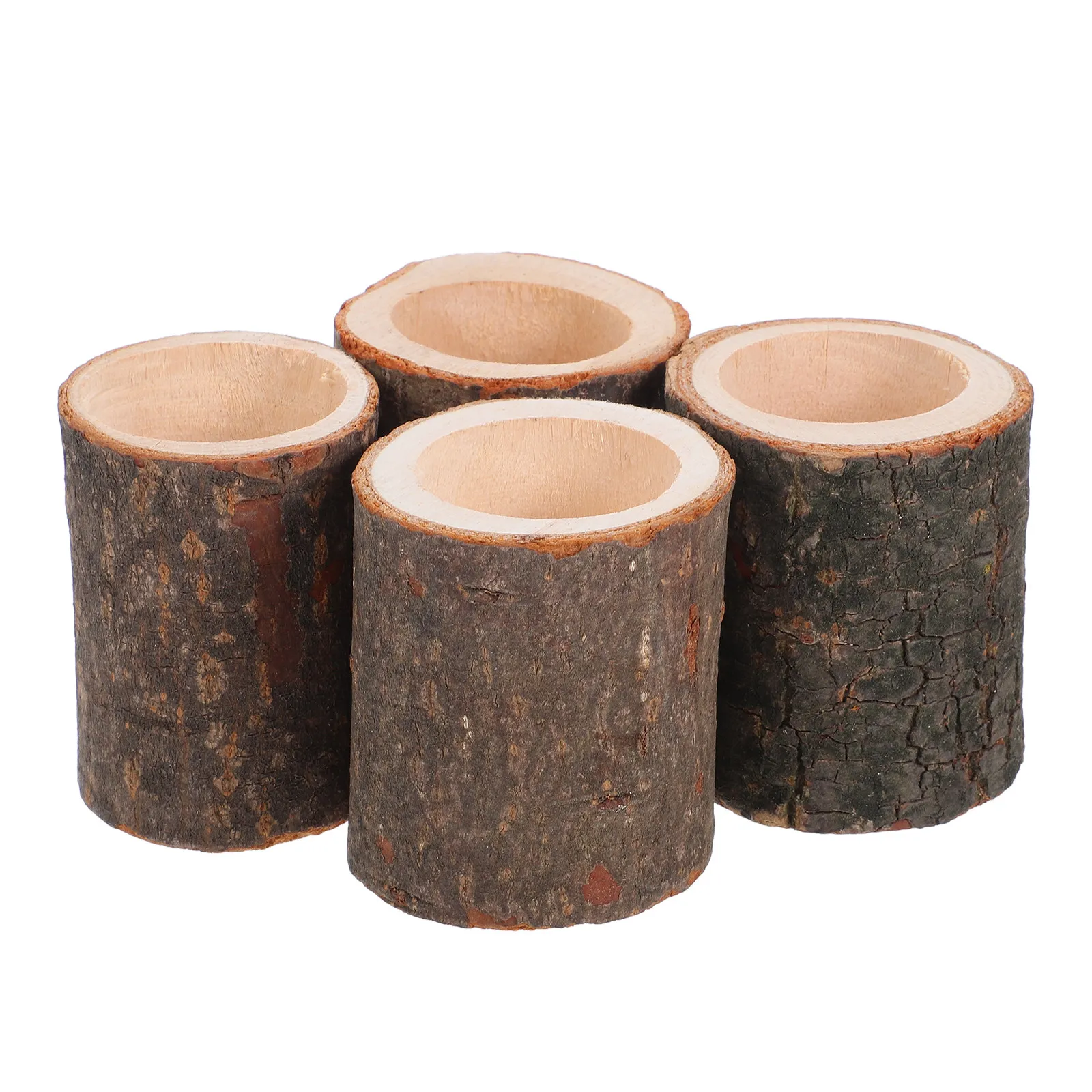 

4 Pcs Barrel Planter Christmas Tealight Holder Planters Holders for Table Centerpiece Fireplace inside