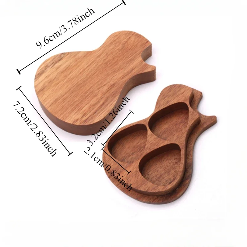 1pc Guitar Paddle Musical Instrument Crafts Gift Box Three Grid Paddle Solid Wood Paddle Box Set Storage Box