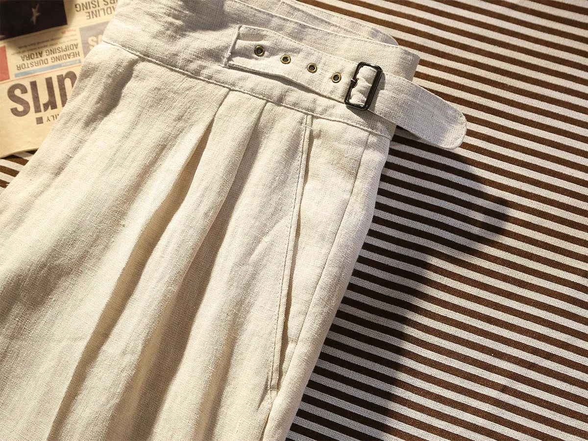POT&CRAFTSMAN Summer Thin Pure Linen Fabric Goulger Casual Pants Men's Tapered Slim Nine-Minute Pants Can Be Customized