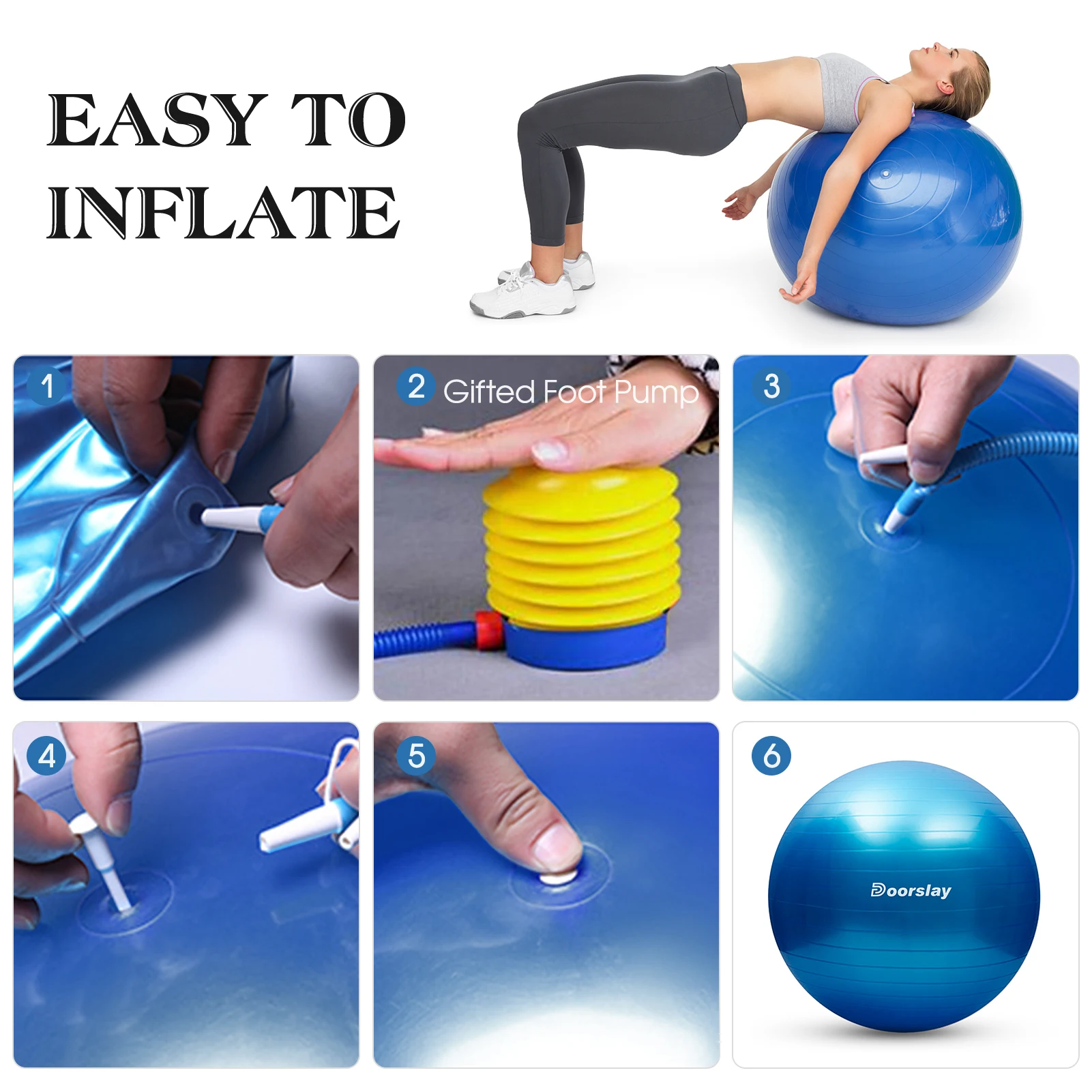 Sports Yoga Balls Balance Bola Pilates Fitness Ball with Pump Anti-Burst & Anti-Slip Gym Exercise Workout Body Building Massage