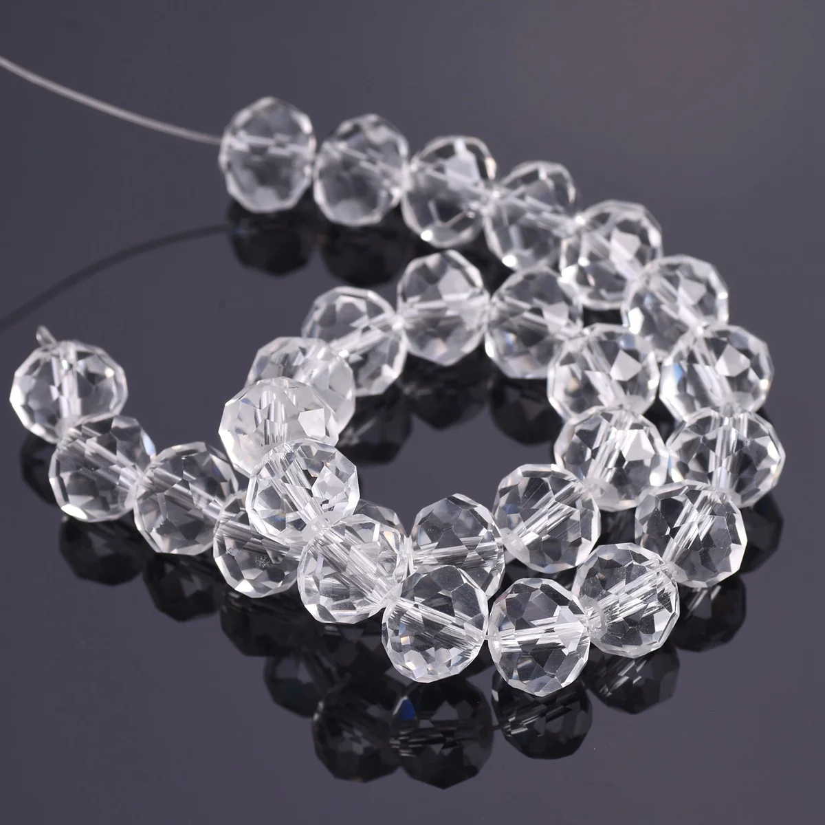 Clear Color 3mm 4mm 6mm 8mm 10mm 12mm 14mm 16mm 18mm Rondelle Faceted Crystal Glass Loose Spacer Beads For Jewelry Making DIY