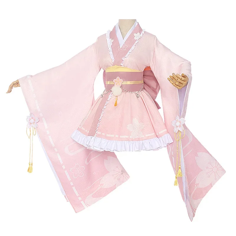 

2025 Kimono Lovely Pink Lolita Dress Hallowen Carnival Party Suit Anime Uraraka Ochaco My Academia Boku No Cosplay Costume Wig