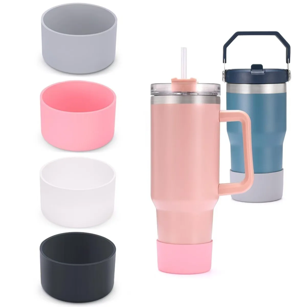 1 Pair Silicone Bottle Bottom Protective Cover Insulated Cup Protective Sheath With Strong Toughness Anti Slip Anti Wear