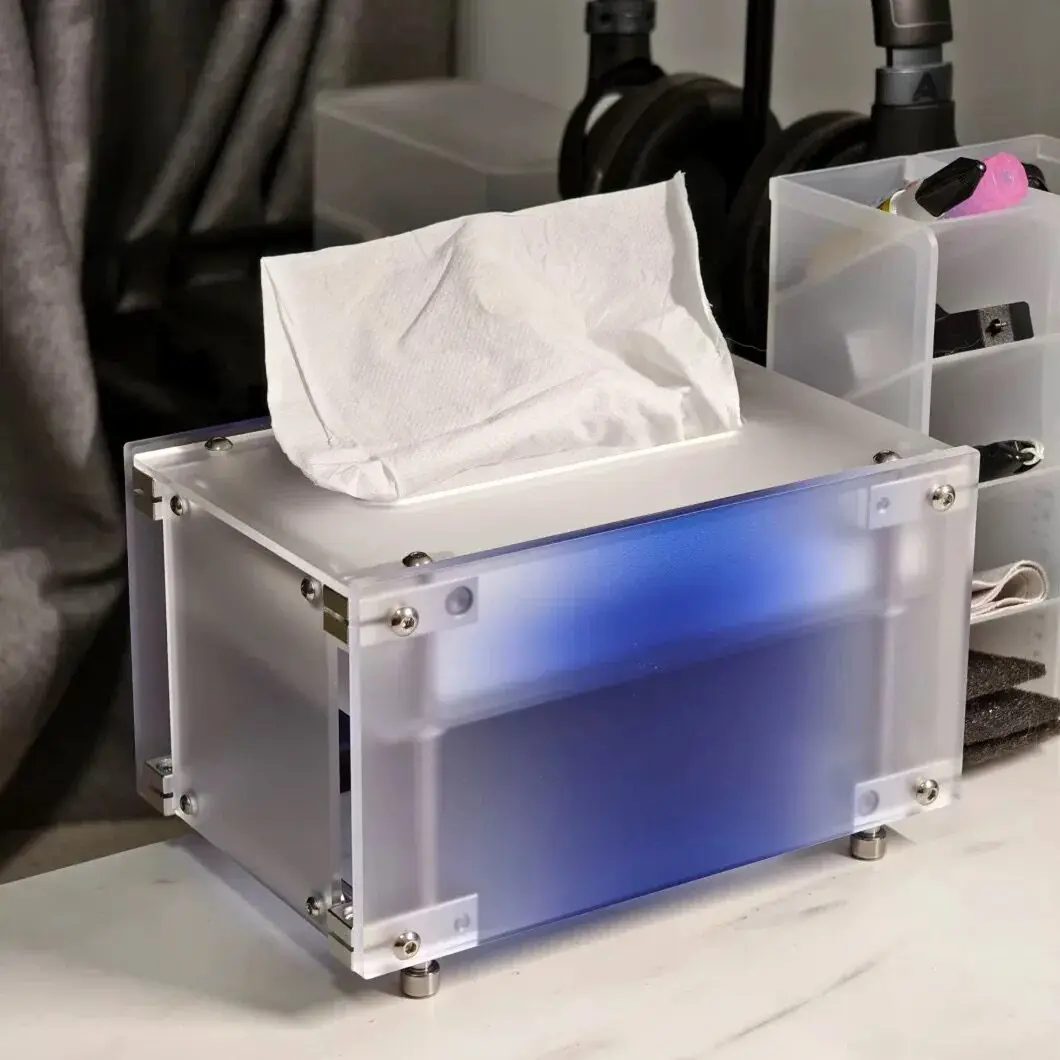 Design Optical Axis Transparent Tissue Box Automatic Spring Carton Dopamine Acrylic Color Desktop Paper Storage Box