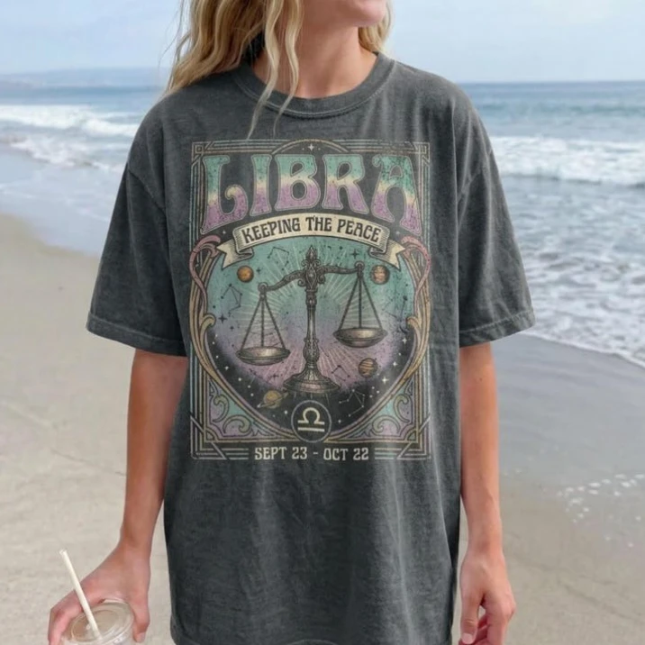 Vintage Pisces Crying But Cute Graphic T Shirt Women Zodiac Sign Horoscope Print Tee Harajuku Streetwear Cotton Short Sleeve Top