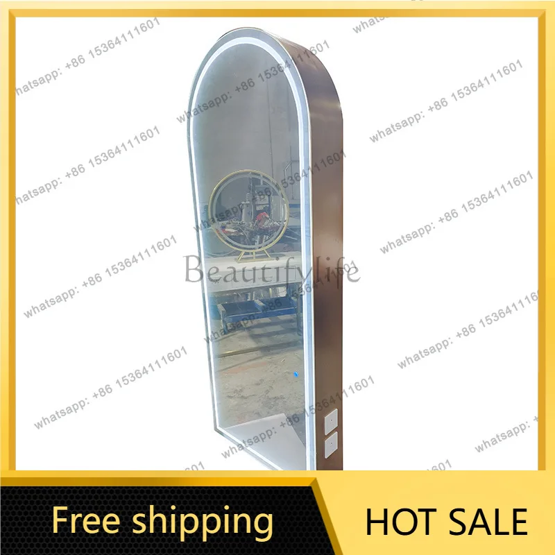 Factory Direct Sales salon-specific salon mirror table and barbershop mirror with lighting and floor-standing design