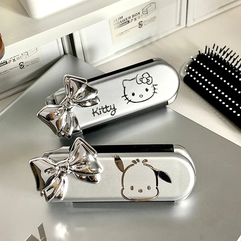 

Sanrio Cartoon Mirror Anime Figures Hello Kitty Melody Kuromi Pochacco Cinnamoroll Portable Folding Airbag Makeup Mirror Comb