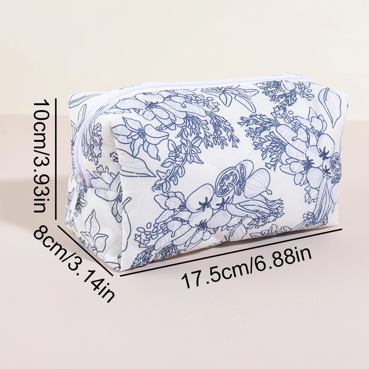 Exquisite Flower Quilted Pencil Case for Girls,Small Cosmetic Bag  Zipper,Travel Organizer Pouch for School Supplies & Makeup
