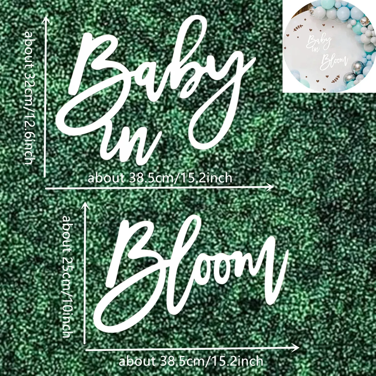 White Baby In Bloom Sign Wood Baby Shower Party Sign for Baby Shower Decorations Gender Reveal Backdrop Party Photography