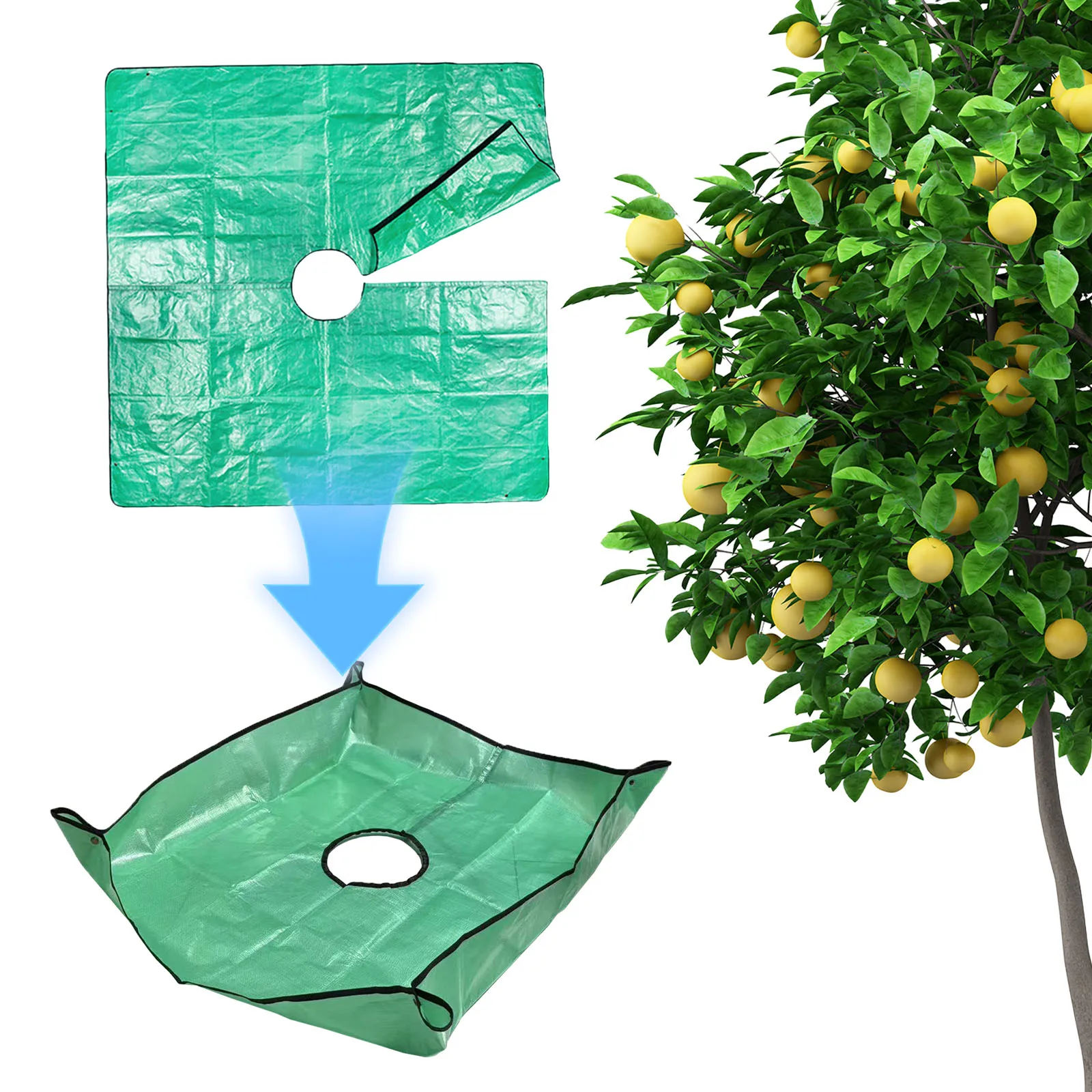 Bâche de jardin 39,37x39,37 pouces, bâche anti-feuilles avec trou central de 7,9 pouces et quatre boucles d'angle pour une fixation facile autour des arbustes et des arbres