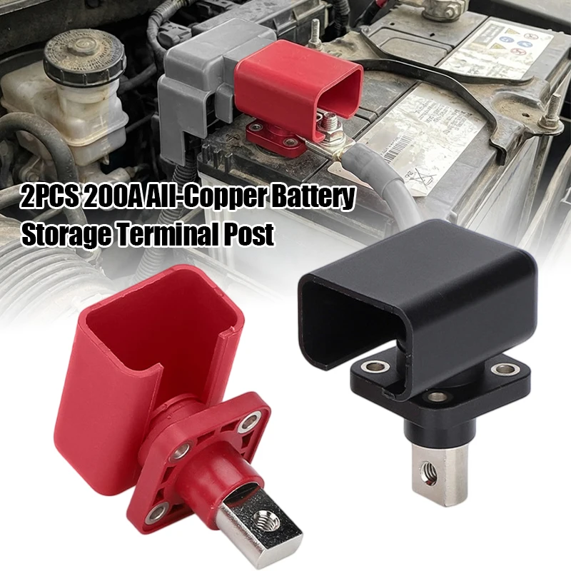 

2pcs 200A All Copper Lithium Battery Terminal Battery Connector Energy Storage Terminal High Current Copper Terminals
