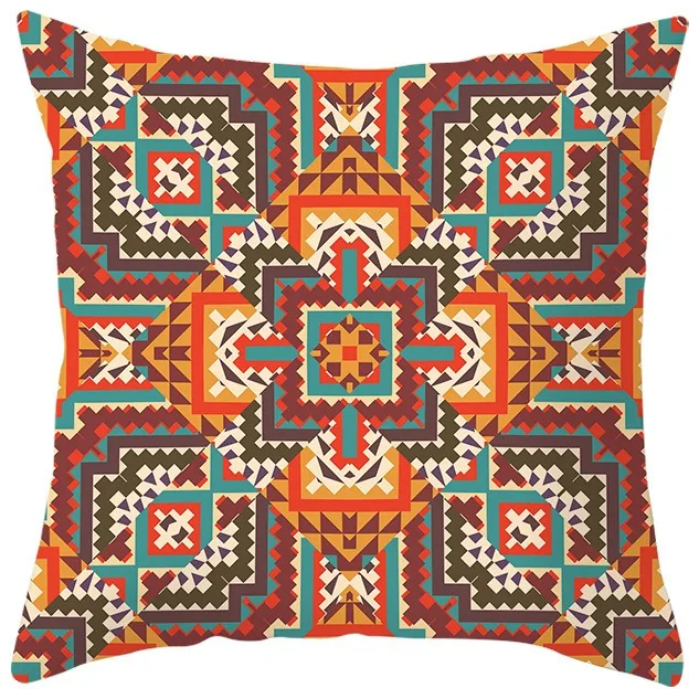 Bohemian Ethnic Cushion Cover Peach Skin Aztec Tribal Pillowcase for Sofa Living Room Decorative Throw Pillow Case Home 1PC