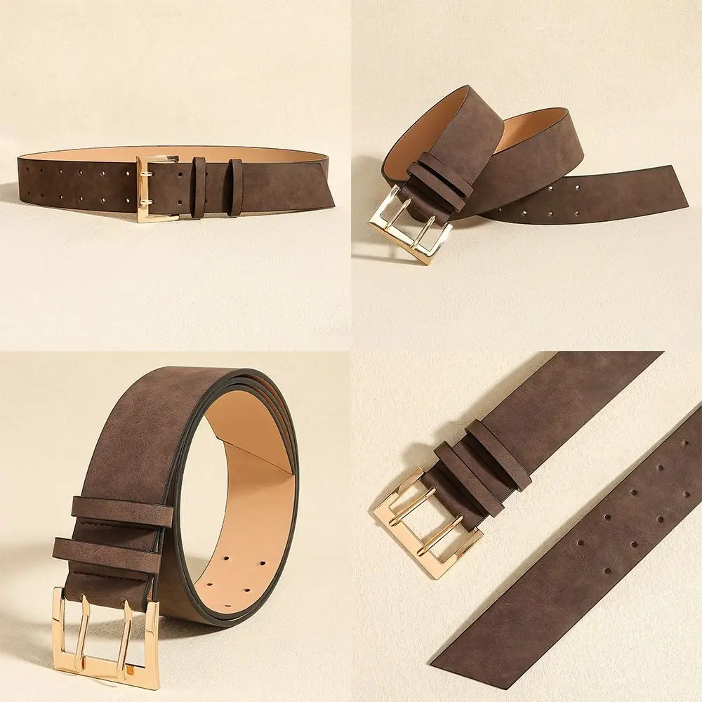 

Retro Luxury Design Suede Leather Wide Belt Casual Versatile Business Waist Strap Trendy Trouser Dress Belts Gifts