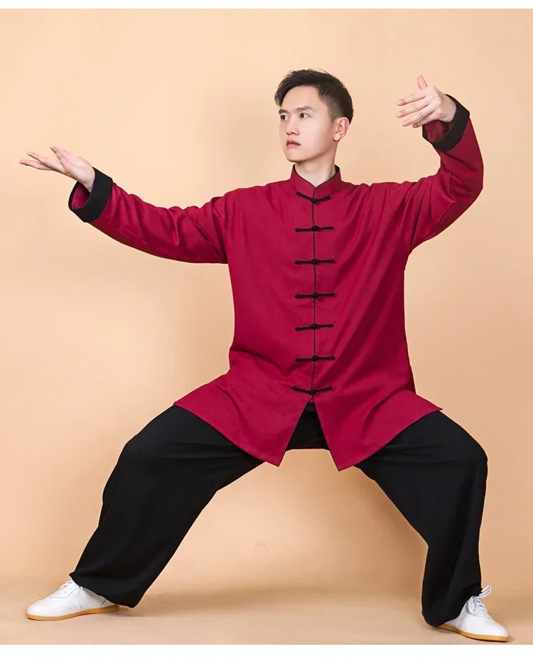 Winter Linen Velvet Kung Fu Tai Chi Clothing Thicken Martial Arts Clothes Taiji Wushu Uniform Wing Chun Warm