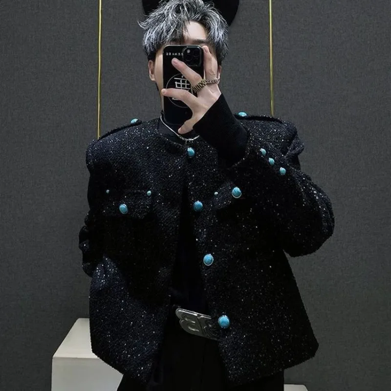 

Яркий шелковый дизайн, короткая куртка, мужское весенне-осеннее пальто, модное новое