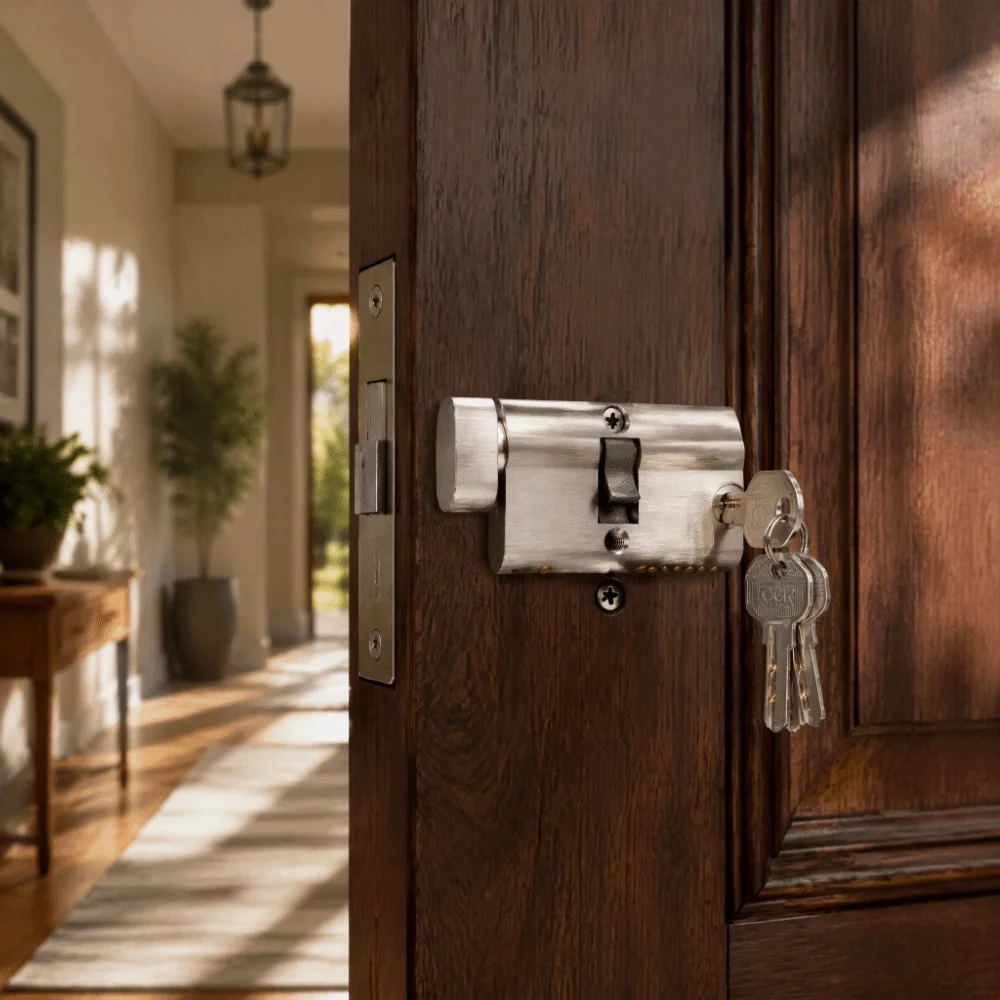 Secure Copper Door Lock Cylinder with 3 Keys Silver Door Lock Core Interior Door Lock Home Lock Component Replace