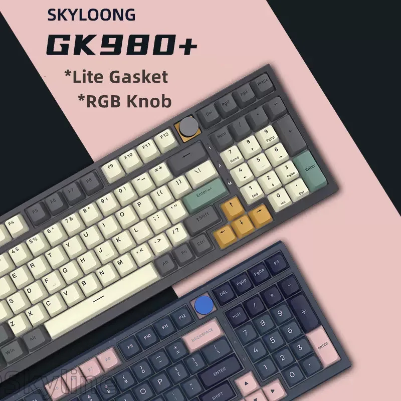 

【Free Silver Glacier Switch】GK980 98 Keys Lite Gasket RGB Knob Control Gaming Hot Swappable Mechanical Switch Gamer Keyboards