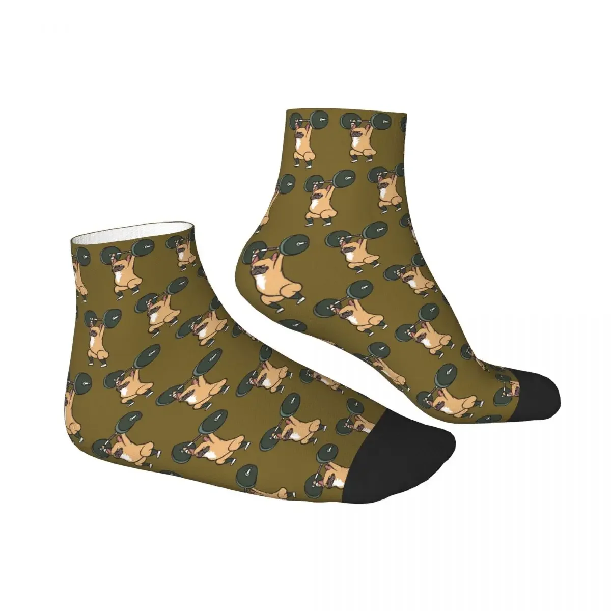 The Snatch Weightlifting French Bulldog Socks Harajuku High Quality Stockings All Season Socks Accessories for Man's Woman's