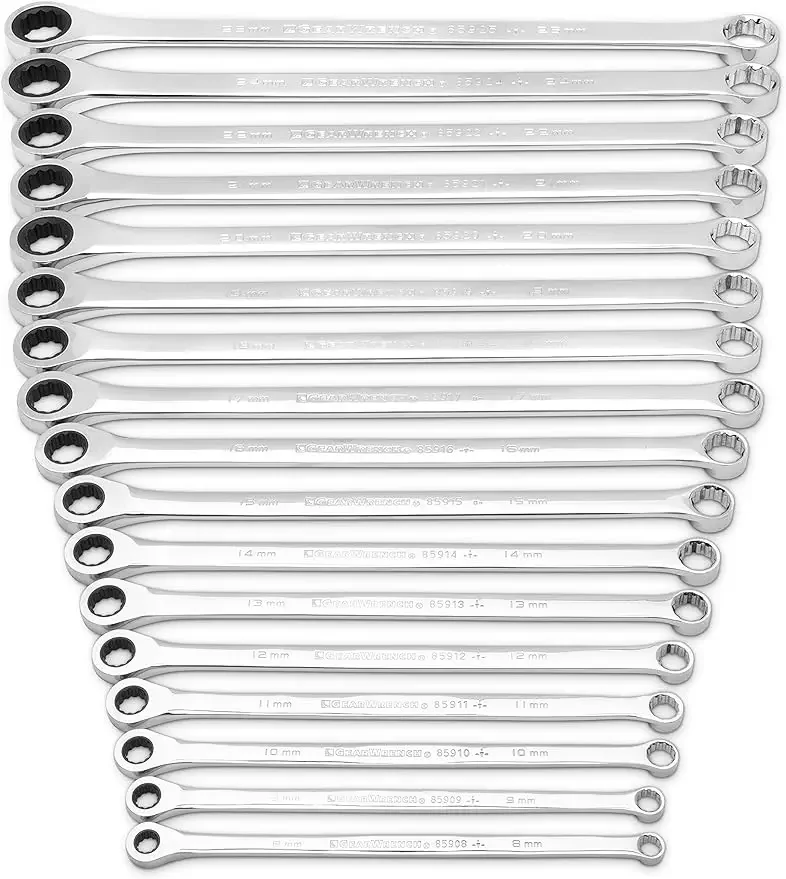 

GEARWRENCH 17 Pc. GearBox 12 Pt. XL Double Box Ratcheting Wrench Set, Metric - 85989