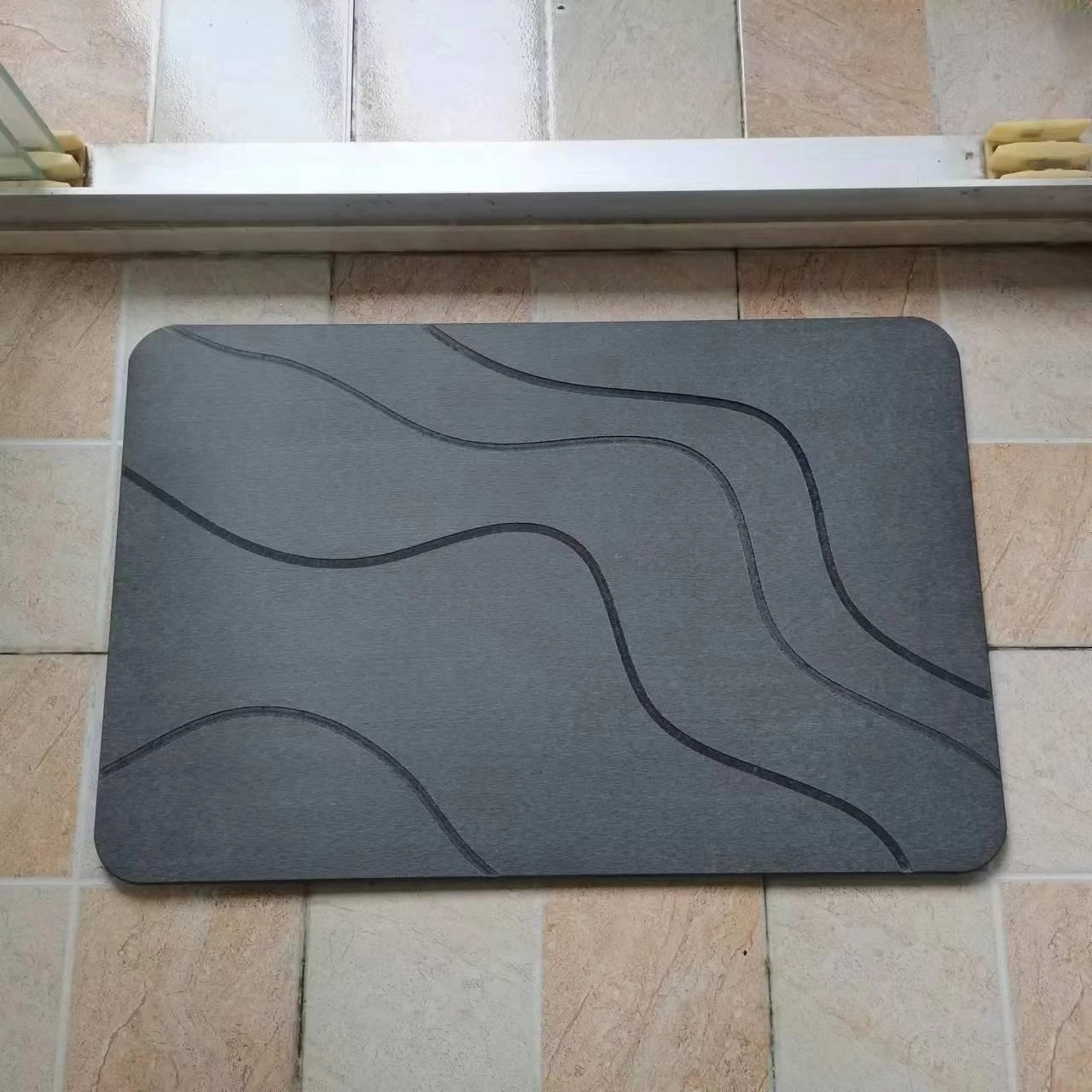 Stone Bath Mat, Diatomaceous Earth Shower Mat, Non-Slip Super Absorbent Quick Drying Bathroom Floor Mat