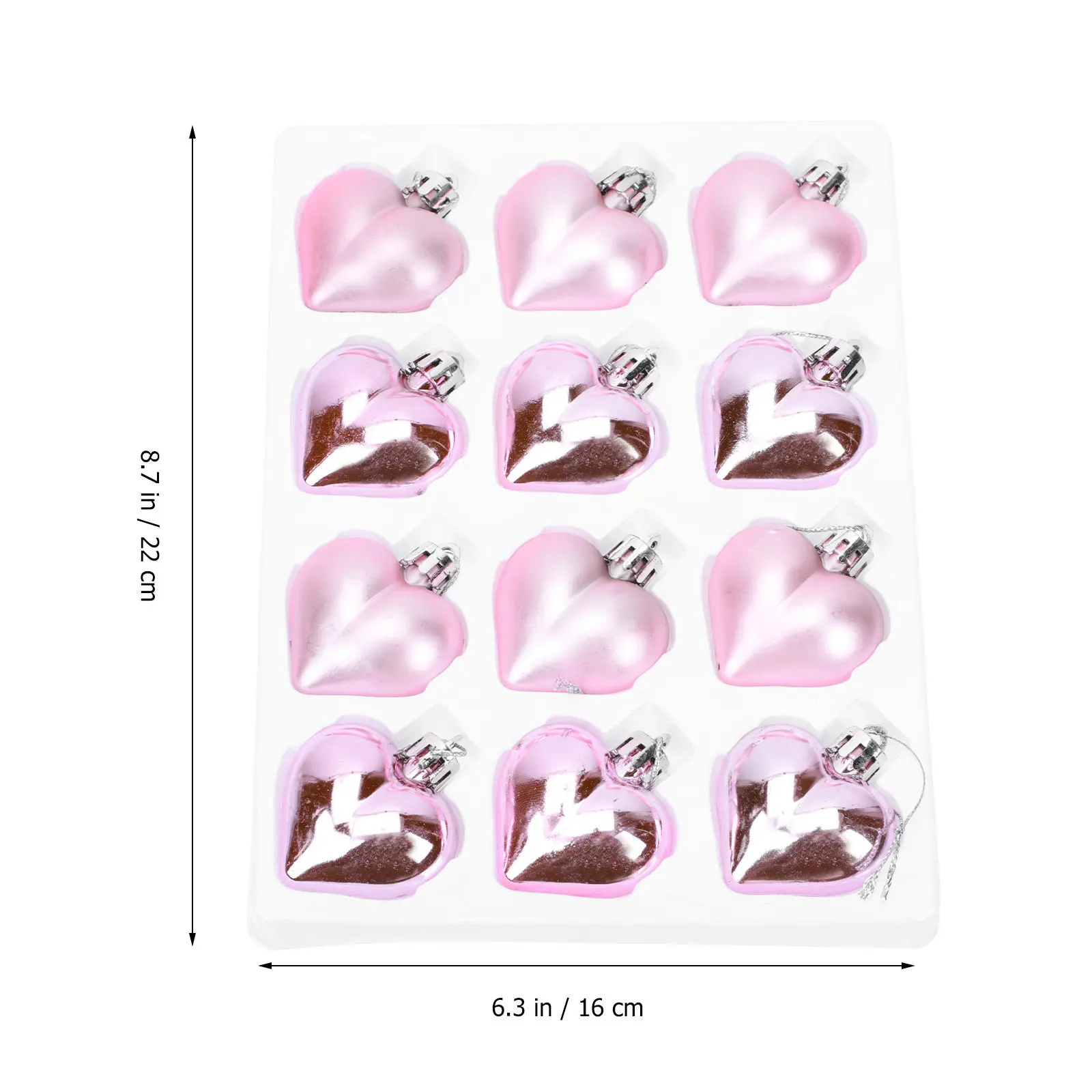 12Pcs Heart-Shaped Hanging Decoration Balls Plastic Valentine Loving-Heart Pendants Party Festival Small Hanging Ornaments