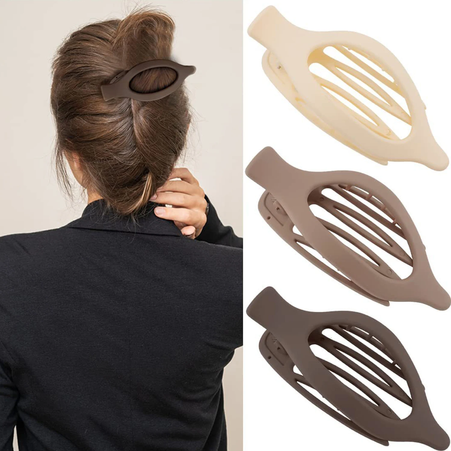 Funky Hair Claw Clip Plastic Large Shark Clip for Women's Updo Hairstyle Matte Finish Non-Slip Hair Accessory for Thick Hair