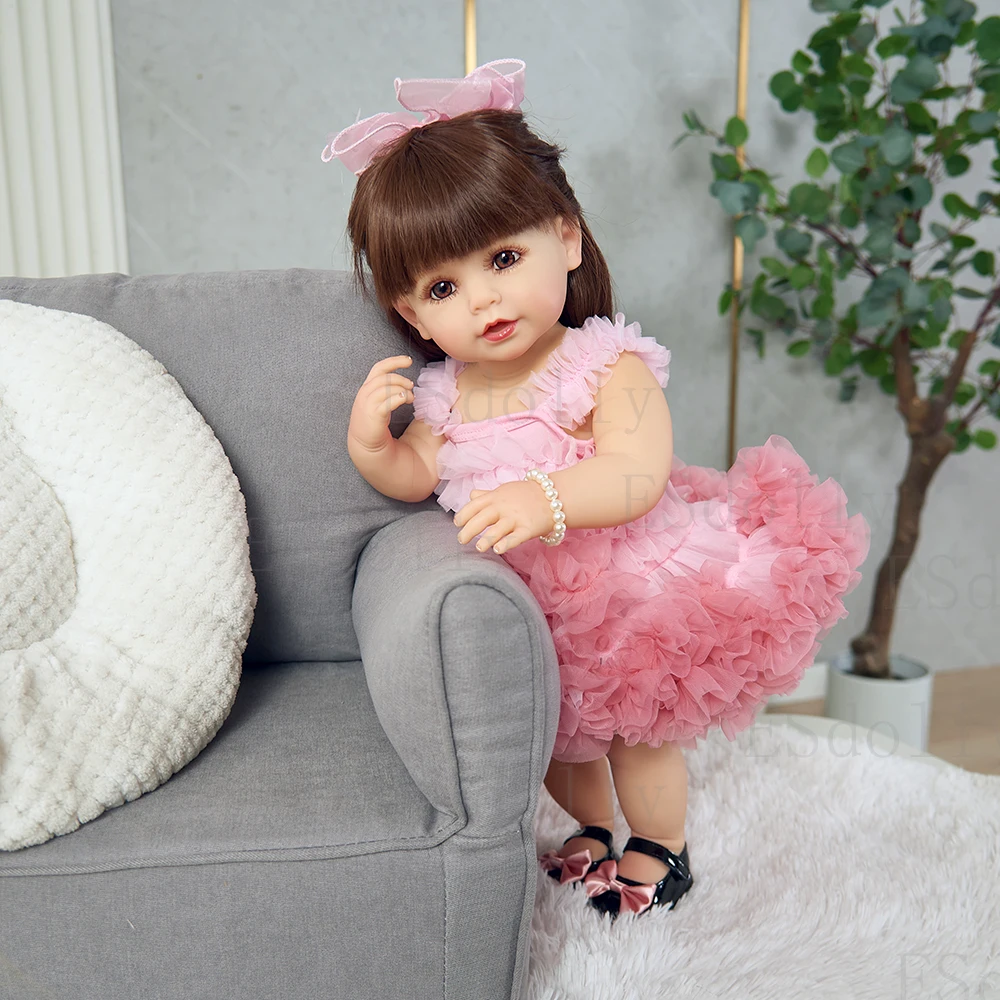 20in 55cm Reborn Baby Doll Girls Realistic Full Vinyl Bridal Gift Dolls Toddler Children Toys Real Doll Lifelike Handmade DIY