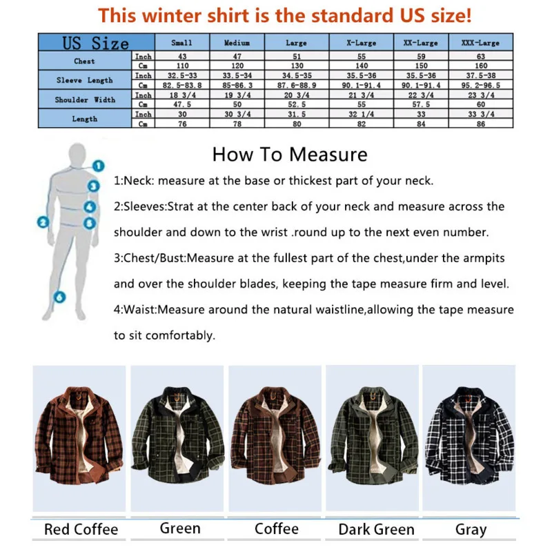 Fall Winter Men\'s Fleece Flannel Classic Plaid Jacket Camping Warm Lining Fleece Thick Cotton Buttons Shirt Jacket Male Clothing