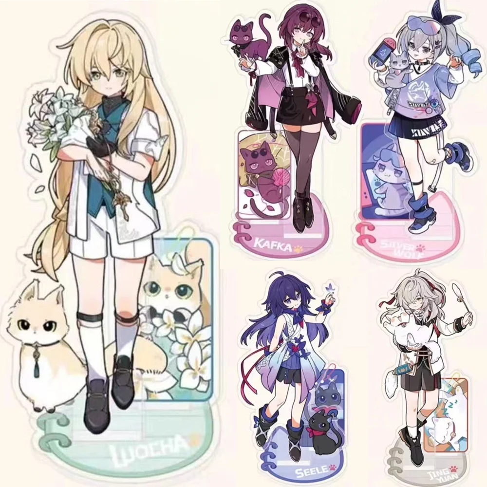 New Game Honkai: Star Rail Figure Kafka Acrylic Stand Model Plate Cosplay Fans Gifts Anime Little Dot Cat Series Model Keychain