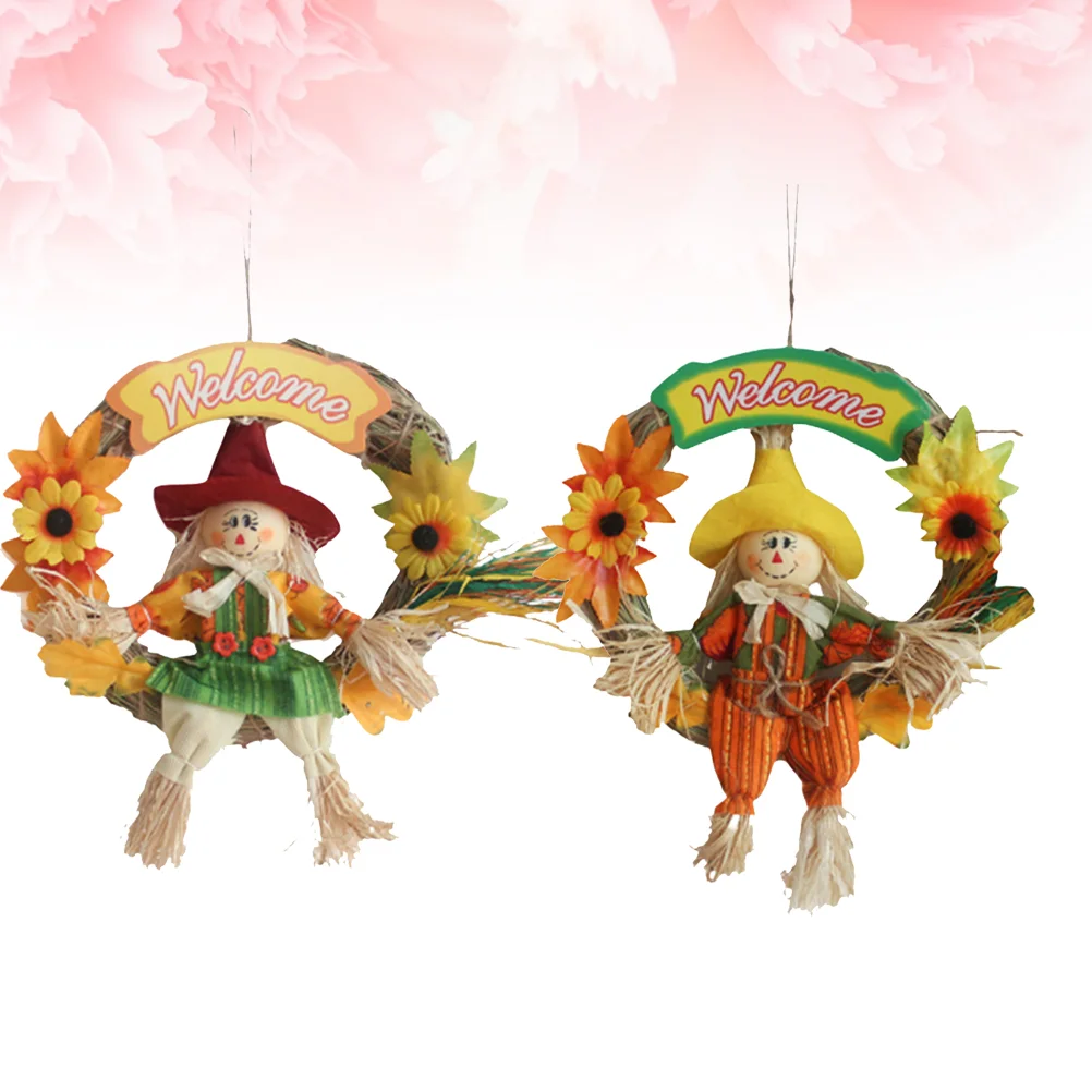 Guirnalda de 2 piezas para decoración de fiesta, adorno colgante para Halloween, Día de Acción de Gracias, espantapájaros