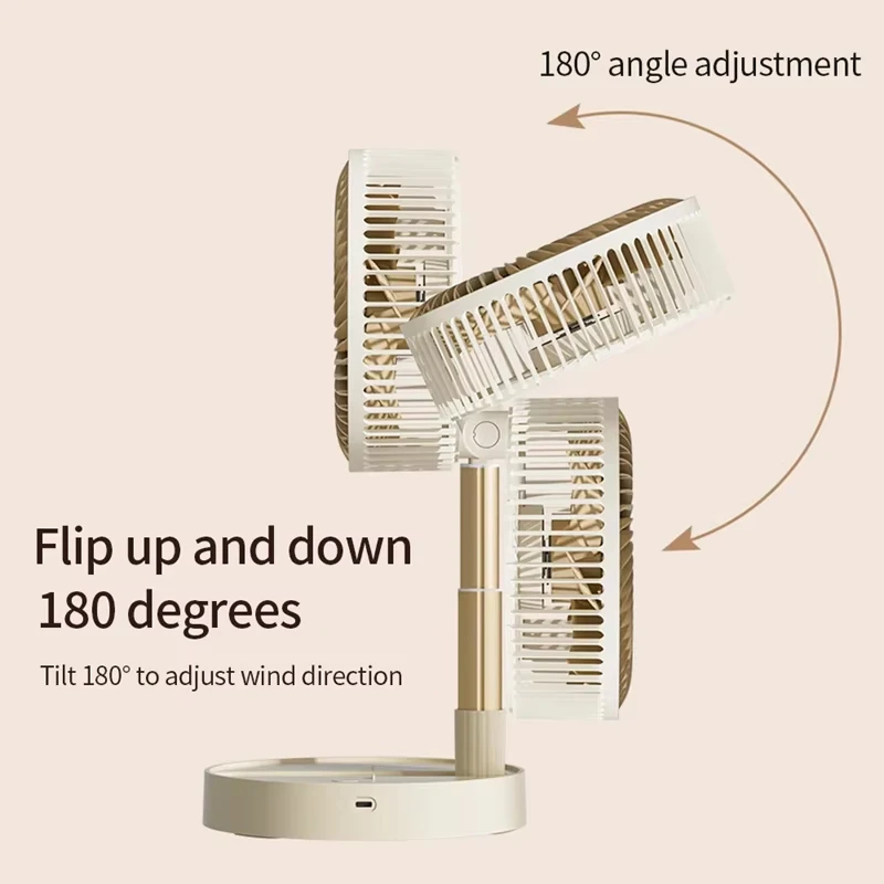 USB Foldable Portable Fan with 8inch 4 Speeds ＆ Timing, Battery Operated Mini Floor Fan for Bedroom, Indoor or Outdoor,Table Fan
