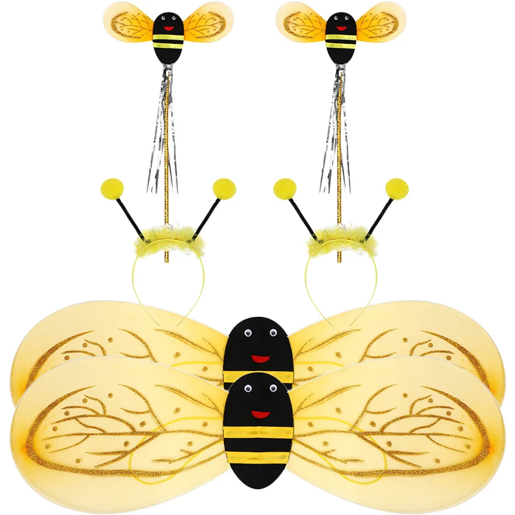 Ensemble d'accessoires de Costume d'abeille pour enfants, 2 ensembles, ailes en plastique légères, bandeau, Cape, vêtements de spectacle, fournitures de fête, décor, cadeau de noël