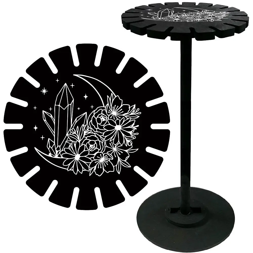 Flower Wooden Pendulum Holder Moon Black Display Stand Rustic Divination Pendulum Storage Rack Decor Incense Rack Shelf