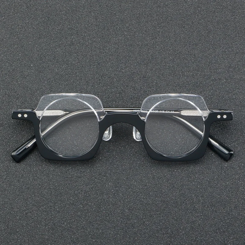 

High-end Acetate Men Vintage Square and Round Frame Glasses Women Fashion Decorative Geek Nerd Style Optical Myopia Eyeglasses