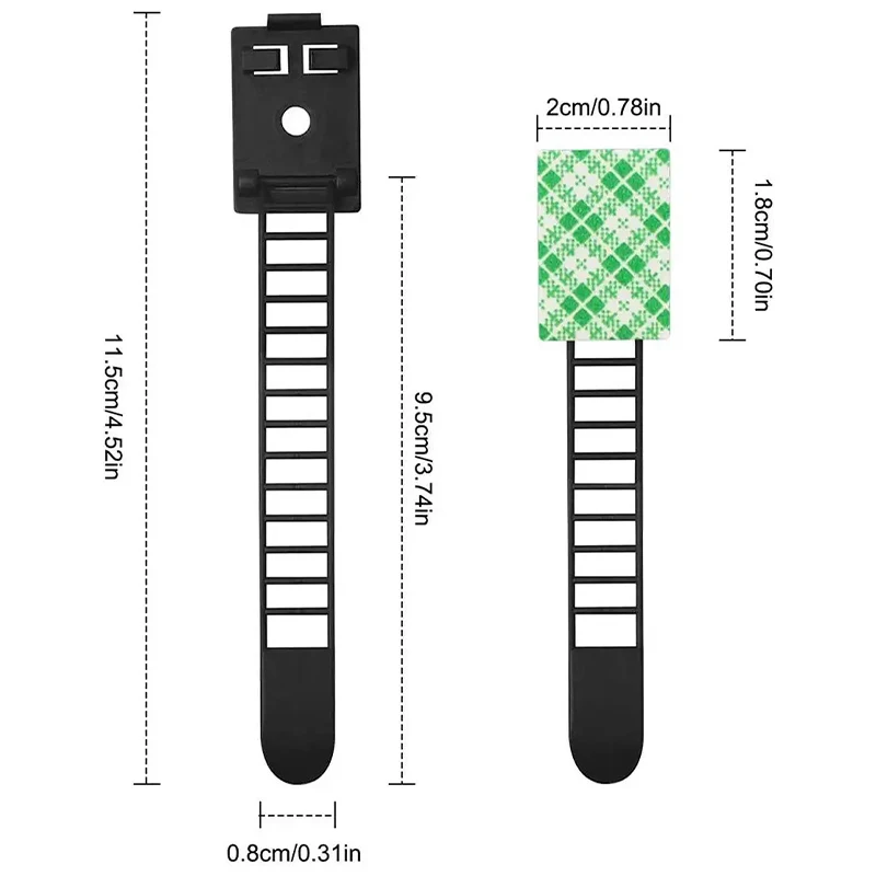 AMPCOM Adjustable Self-Adhesive Nylon Cable Tie mounts Cable Straps with Optional Screw Cord Clamps for wire management