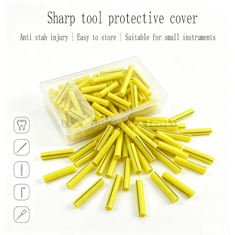 Dental Silicone Caps Tip Protectors, 3 Sizes X-Ray Visible Instrument Safety Cover for Sharp Instruments Like Needles & Probes