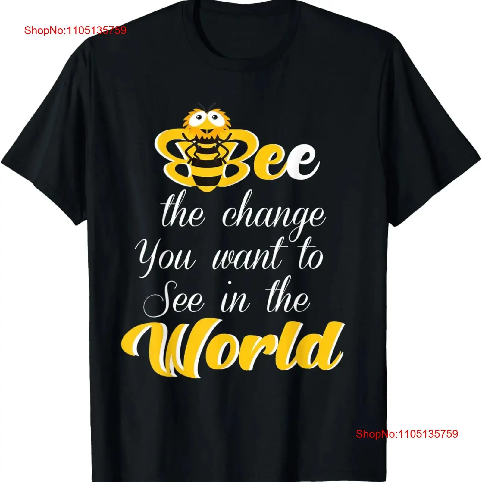 كن التغيير الذي تريد رؤيته في العالم تي شيرت Bee تي شيرت عتيق مغسول ممتد للارتداء اليومي أزياء الشارع الشهير #1