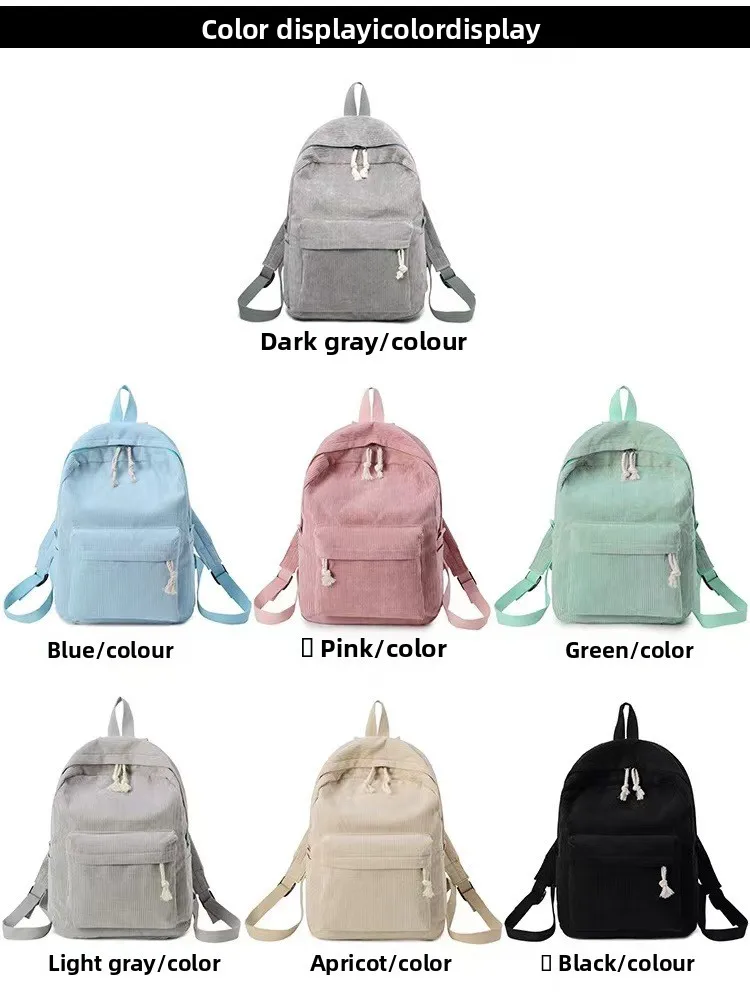 Cord-Rucksack, Academy Fashion Schultaschen für Mittelschule/Highschool und College, niedliche Quastendetail, vielseitige lässige Alltagstasche – Detail 4