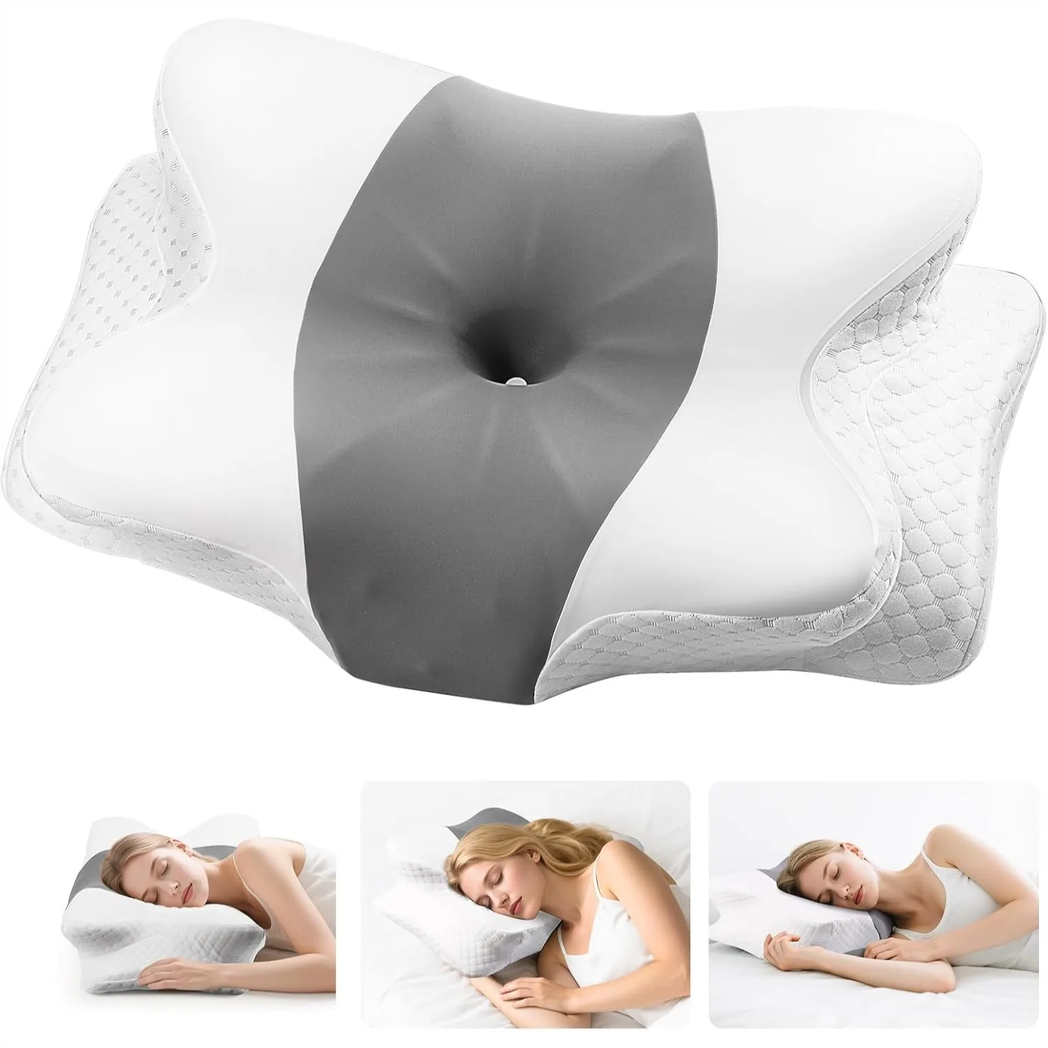 

Memory Foam Neck Pillow for Side, Back & Stomach Sleepers with Ergonomic Support