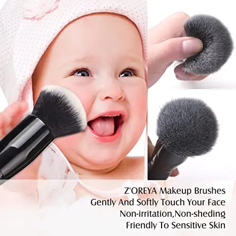 ZOREYA 15 Pcs Luxury Balck Makeup Brushes Set Tools Professional Brushes Foundation Powder Eyeliner Eyeshadow Make up Brushes