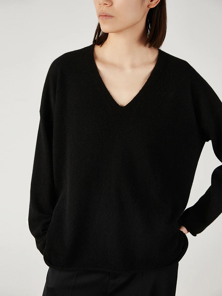 

Женский модный трикотажный топ Bla Camere с V-образным вырезом, новинка весенней коллекции, удобный, дышащий, с длинным рукавом, повседневный стиль