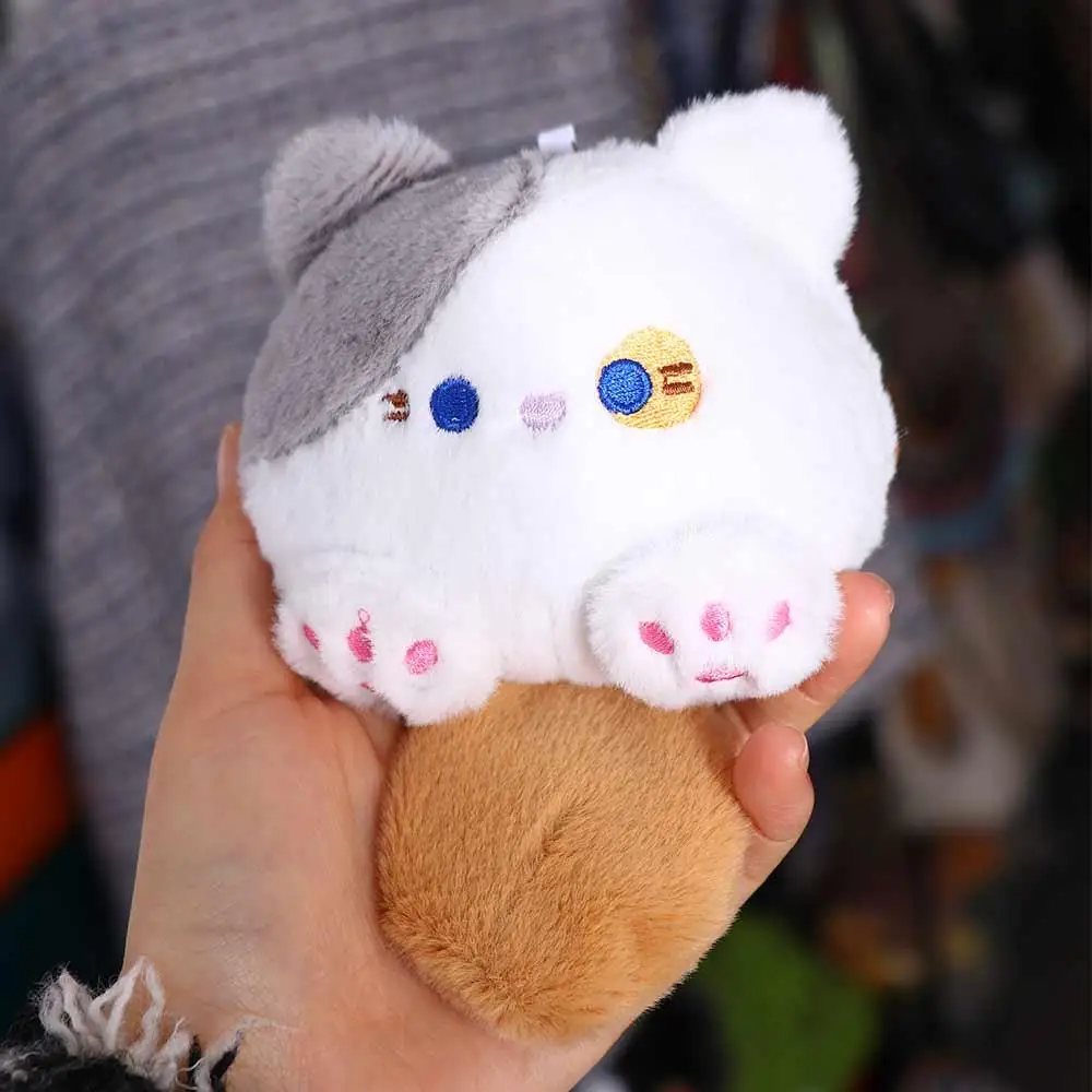 Plush Plush Cat Keychain PP Cotton Squeaking Squeak Cat Plush Keyring Cartoon with Sound Plush Cat Doll Pendant Bag Pendant