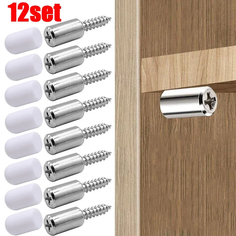 12Set Cross Self-tapping Screw with Rubber Sleeve Laminate Support Homemade Wardrobe Cabinet Glass Hard Nonslip Partition Nail