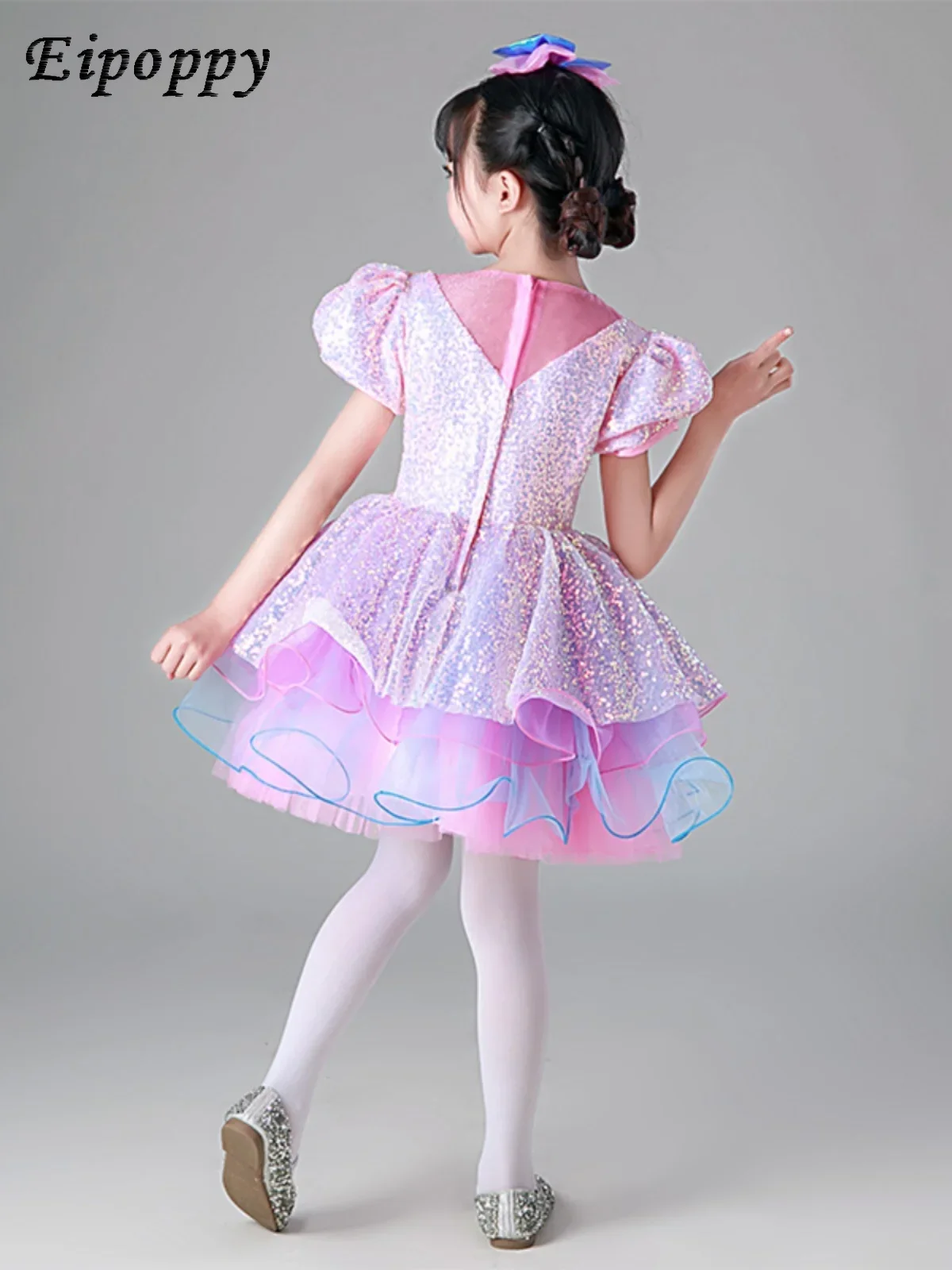 여아용 얇은 명주 그물 스커트, 코스튬 유치원 댄스 원피스, 공연복